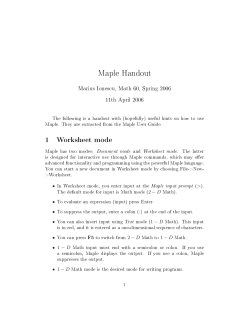Maple Handout - Dartmouth Math Home