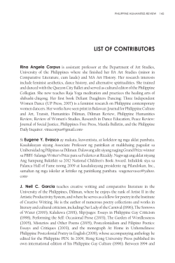 LIST oF coNTRIBUToRS - UP Diliman Journals Online