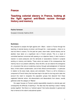Teaching colonial slavery in France, looking at the fight against anti