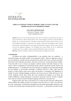 African Literary Topoi in Modern African Texts and the Problematics