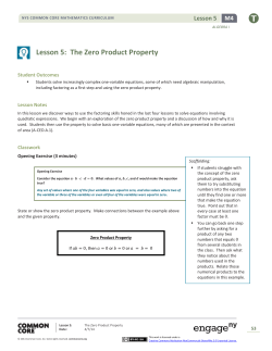Lesson 5: The Zero Product Property