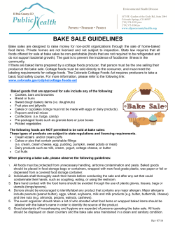 bake sale guidelines - El Paso County Public Health