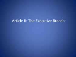 Article II: The Executive Branch