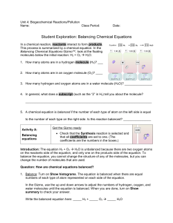 Balancing Chemical Equations