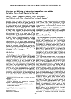 Advection and Diffusion of Indonesian Throughflow