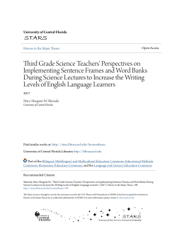 Third Grade Science Teachers` Perspectives on