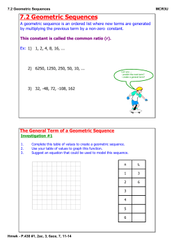 7.2 Geometric Sequences