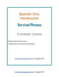 Spanish One: Introducci&oacute;n Survival Phrases