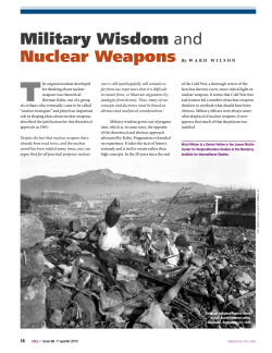 military Wisdom and Nuclear Weapons By WArD WilSon