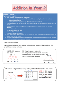 Developing mental fluency with addition and place value involving 2