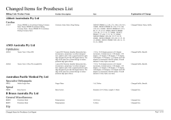Changed Items for Prostheses List