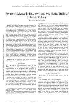 Forensic Science in Dr. Jekyll and Mr. Hyde: Trails of Utterson`s Quest