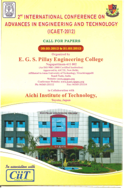 ICAET&middot;2012 - EGS Pillay Engineering College