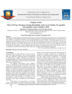 Effect Of Water Hardness On Egg Hatchability And