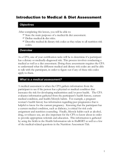 Medical and Diet Assessment module