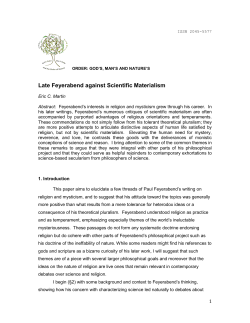Late Feyerabend against Scientific Materialism