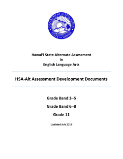 HSA-Alt Assessment Development Documents for
