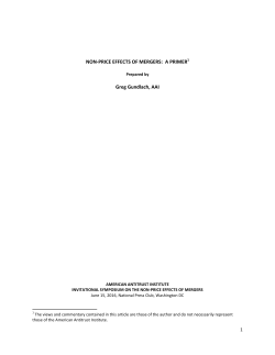 Non-Price Effects of Mergers - American Antitrust Institute
