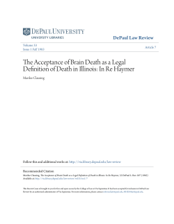 The Acceptance of Brain Death as a Legal Definition of Death in