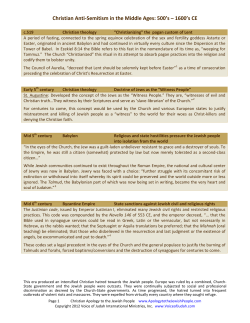 Christian Anti-Semitism in the Middle Ages: 500`s &ndash; 1600`s CE