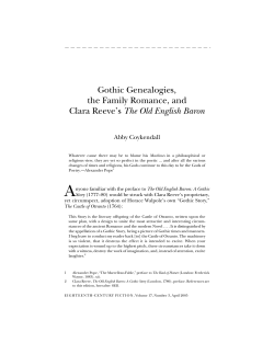 Gothic Genealogies, the Family Romance, and Clara Reeve&trade;s The