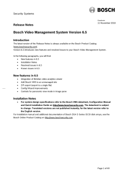 Bosch Video Management System Version 6.5