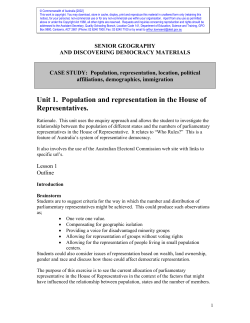 Population, representation, location, political affiliations