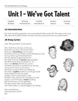 Unit 1 &ndash; We`ve Got Talent