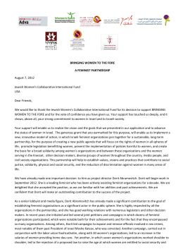 BRINGING WOMEN TO THE FORE A FEMINIST PARTNERSHIP