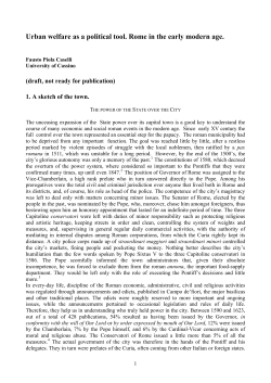 Urban welfare as a political tool. Rome in the early modern age.
