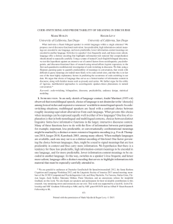 CODE-SWITCHING AND PREDICTABILITY OF MEANING IN