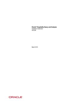 Oracle&reg; Hospitality Query and Analysis