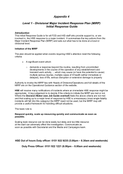 Appendix 4 Level 1 - Divisional Major Incident Response Plan