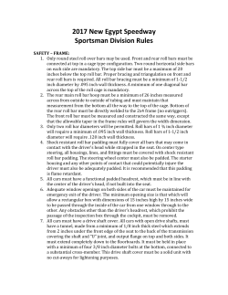 2017 New Egypt Speedway Sportsman Division Rules