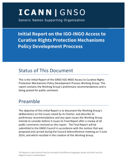 Status of This Document Preamble - GNSO