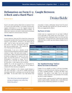 Defamation on Form U-5: Caught Between A Rock