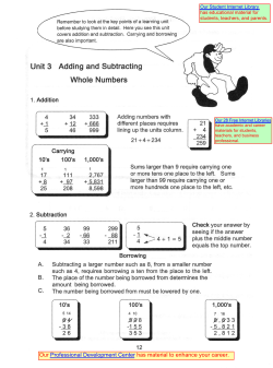 Unit 3 Adding and Subtracting Whole Numbers