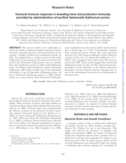 Humoral immune response in breeding hens and