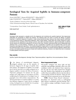 Serological Tests for Acquired Syphilis in Immuno