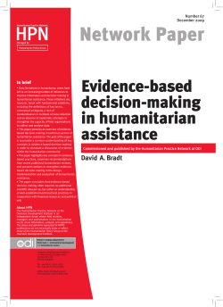 Evidence-Based Decision-Making in Humanitarian Assistance