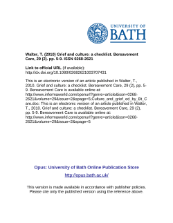Grief and Culture - University of Bath Opus
