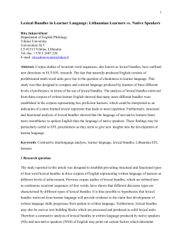 Lexical Bundles in Learner Language: Lithuanian Learners vs