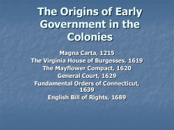 The Origins of Early Government in the Colonies
