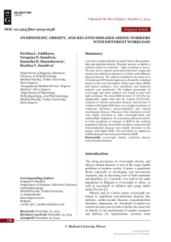 Summary OVERWEIGHT, OBESITY, AND RELATED DISEASES