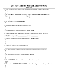 2013-2014 FIRST AID/CPR STUDY GUIDE