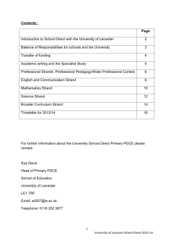 Contents : For further information about the University School Direct