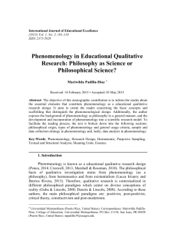 Phenomenology in Educational Qualitative Research: Philosophy as