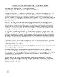 Emerging Trends in Building Capacity &ndash; Insight from Funders