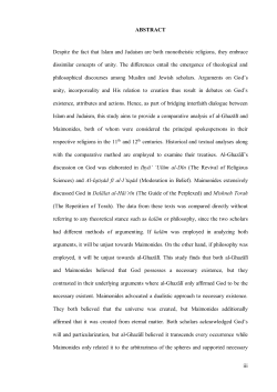 iii ABSTRACT Despite the fact that Islam and Judaism are both