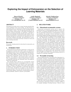 Exploring the Impact of Extroversion on the Selection of Learning